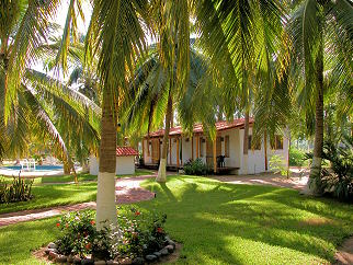 Bungalows, gardens and pool